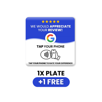 A ReviewBoost plaque designed for collecting Google reviews