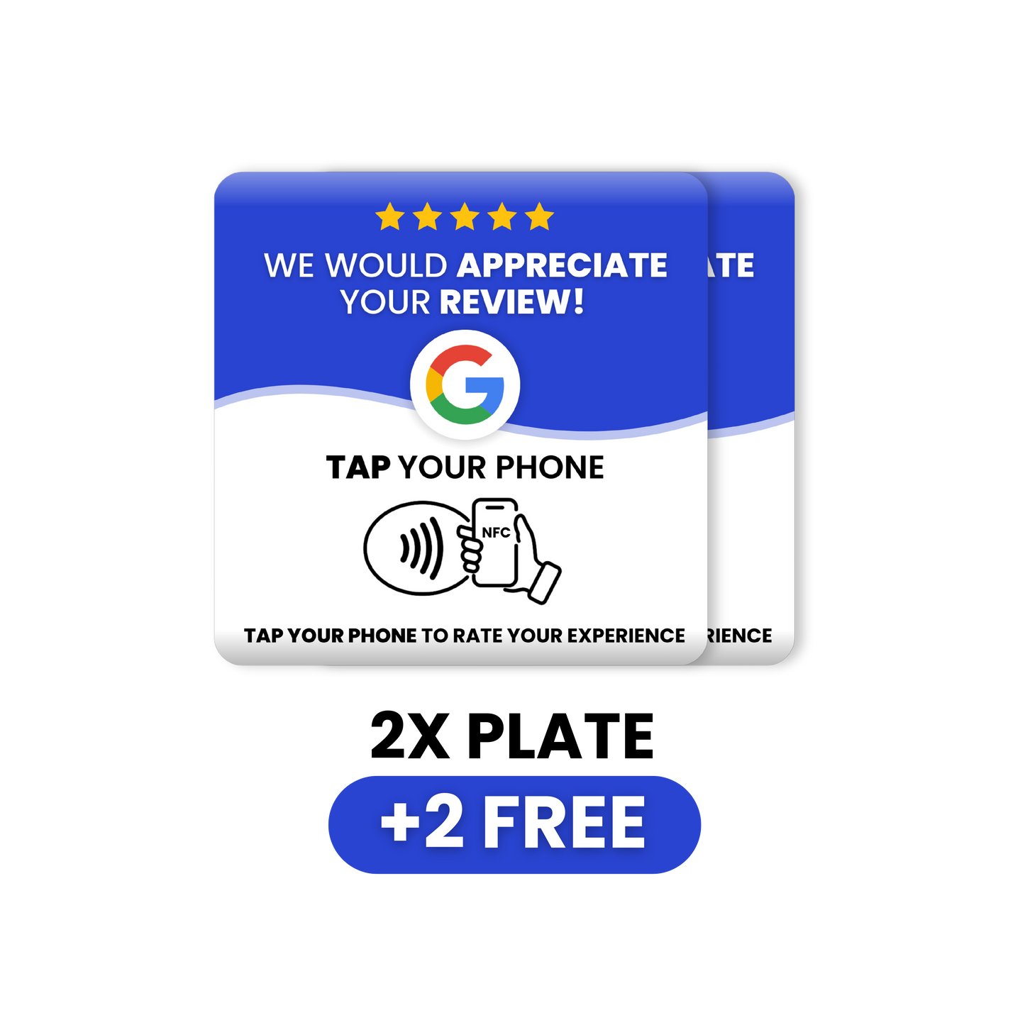 2 ReviewBoost plaque designed for collecting Google reviews