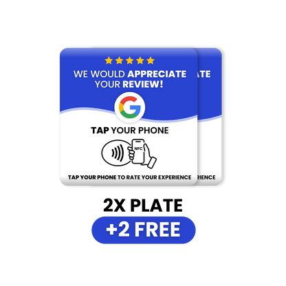 2 ReviewBoost plaque designed for collecting Google reviews