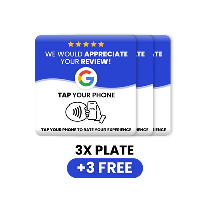 3 ReviewBoost plaque designed for collecting Google reviews